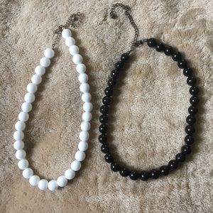 Set of Two Black and White fake pearl necklaces